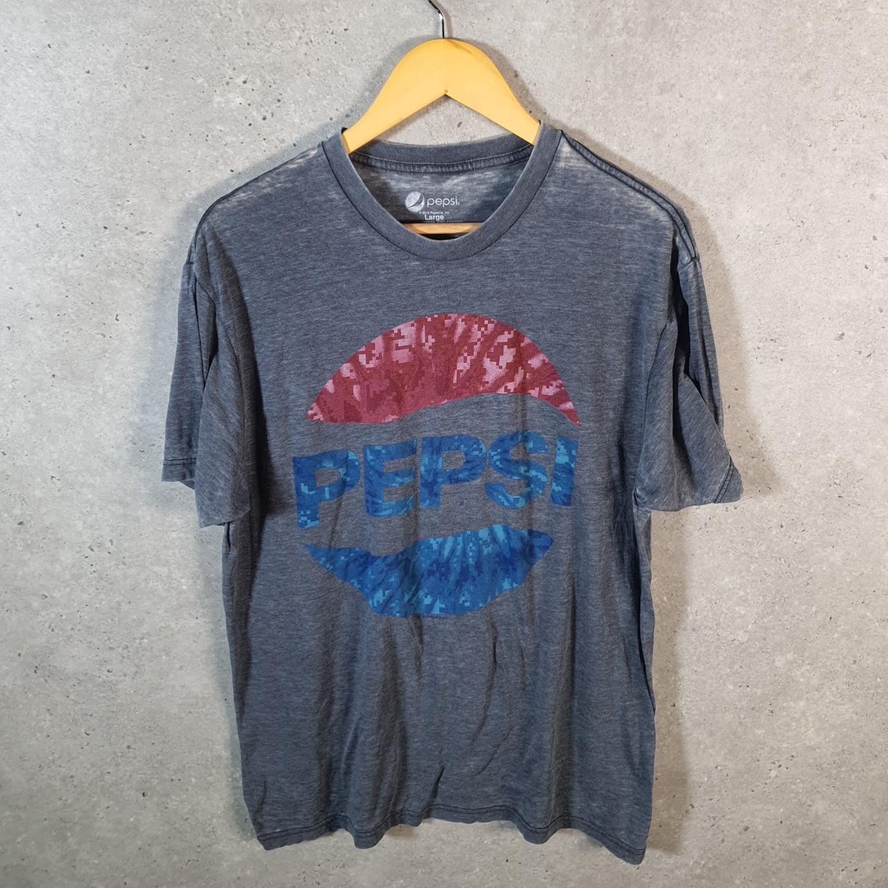 Vintage Pepsi Spellout Graphic T Shirt Men’s Large Grey Casual Athletic