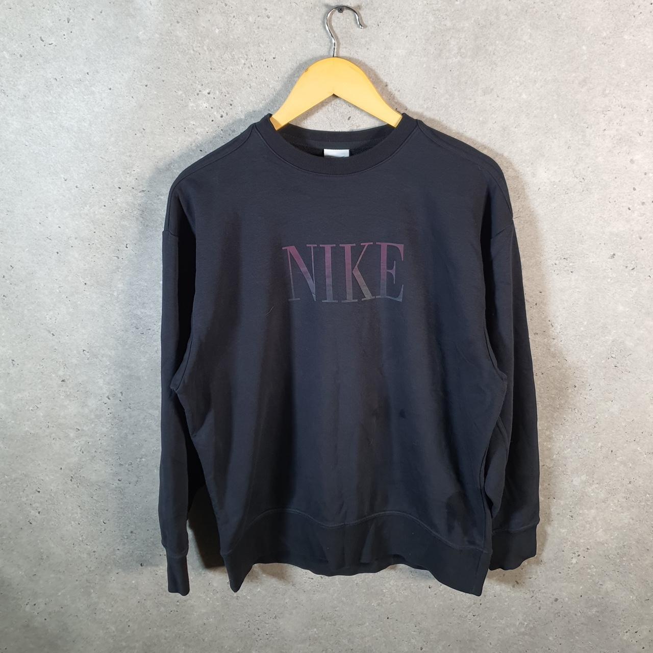 Vintage Nike Dri Fit Spellout Womens Small Black Swoosh Y2K Pullover