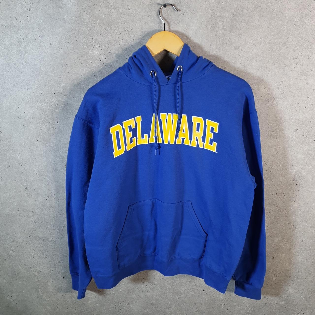 Vintage Champion Hoodie Men’s Medium Blue Pro Sport Pullover Delaware