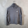Vintage Nike Club Hoodie Womens Large Grey Swoosh Y2K Pullover Logo
