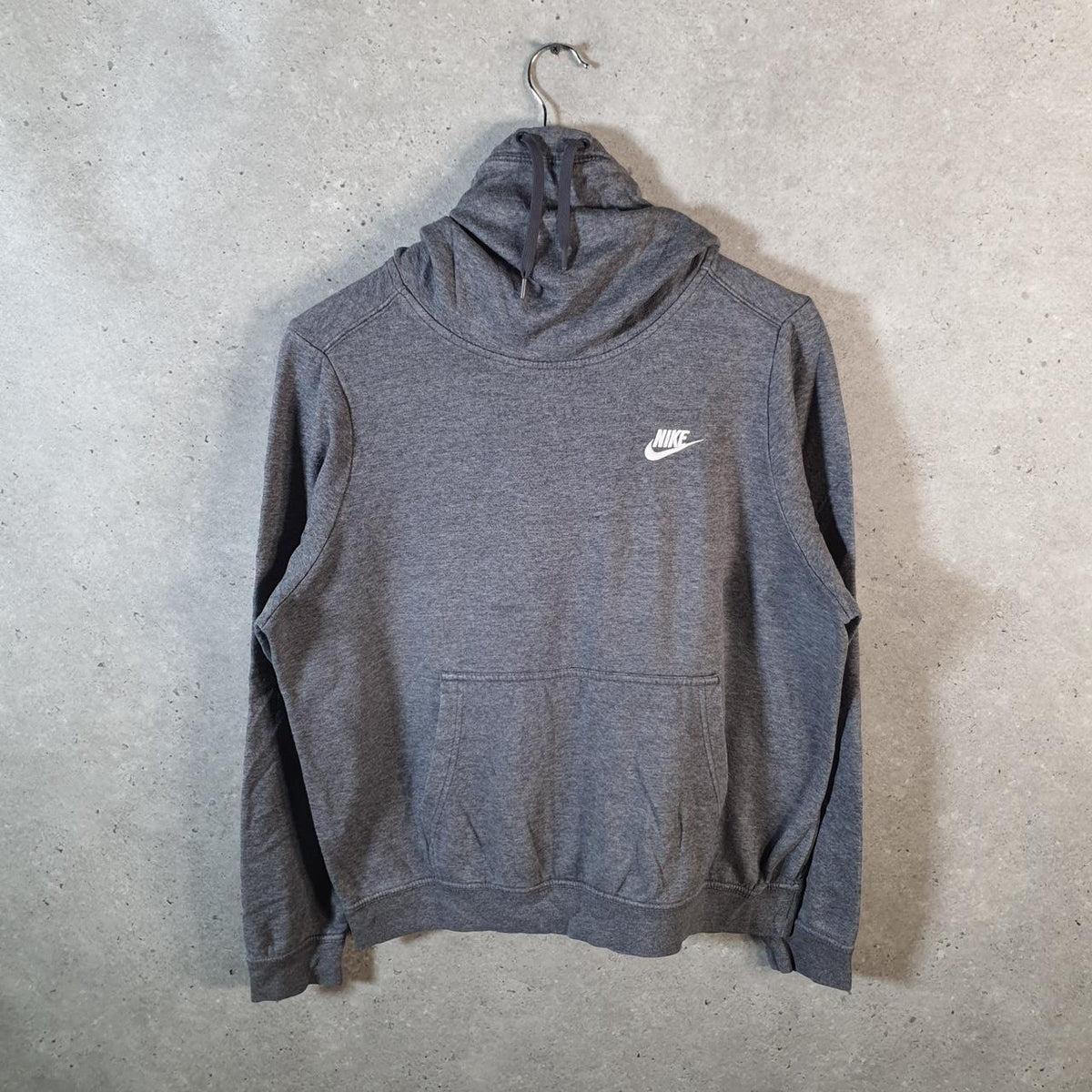 Vintage Nike Club Hoodie Womens Large Grey Swoosh Y2K Pullover Logo