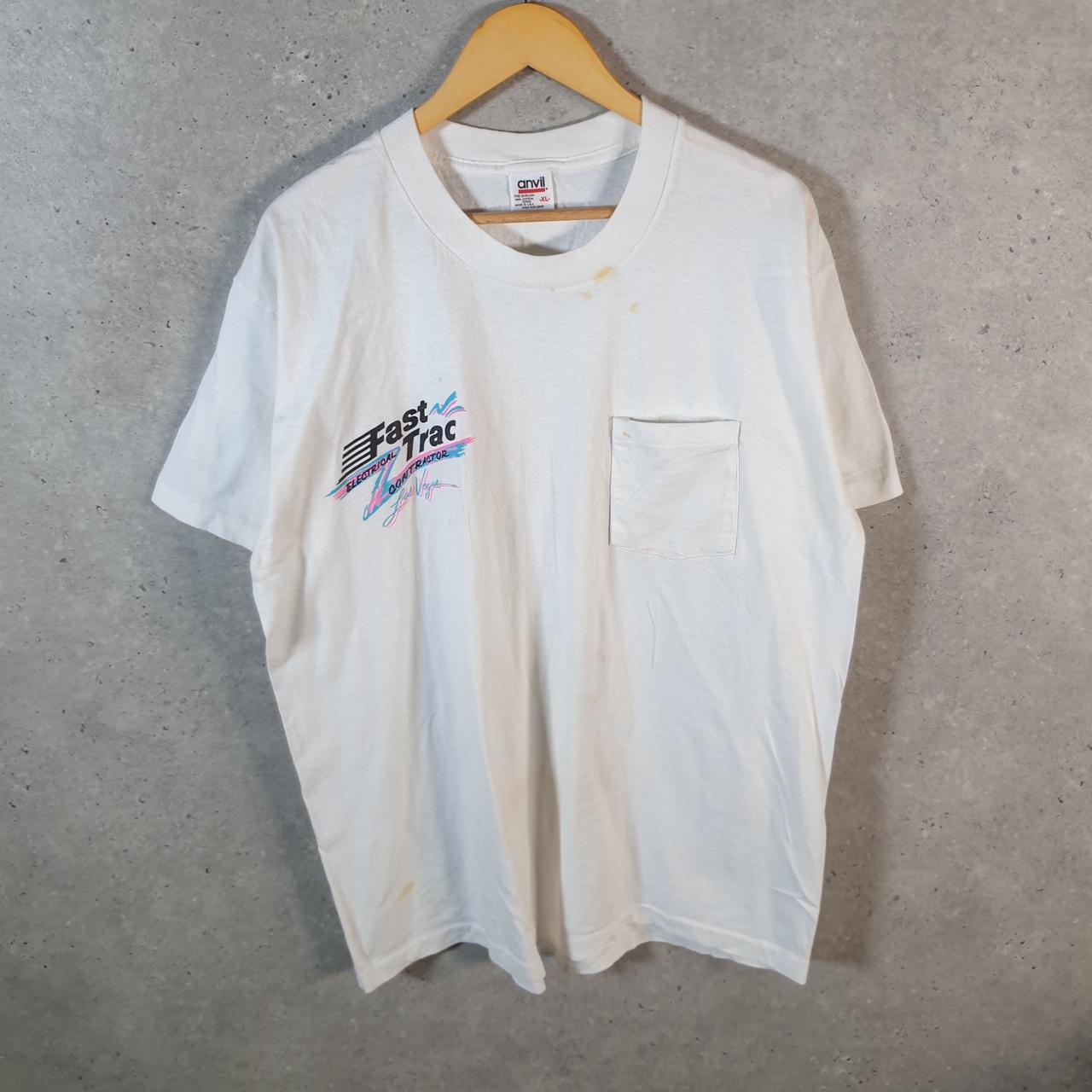 Vintage Anvil Fast Trac Las Vegas Graphic 90s USA Single Stitch T Shirt Men’s XL White