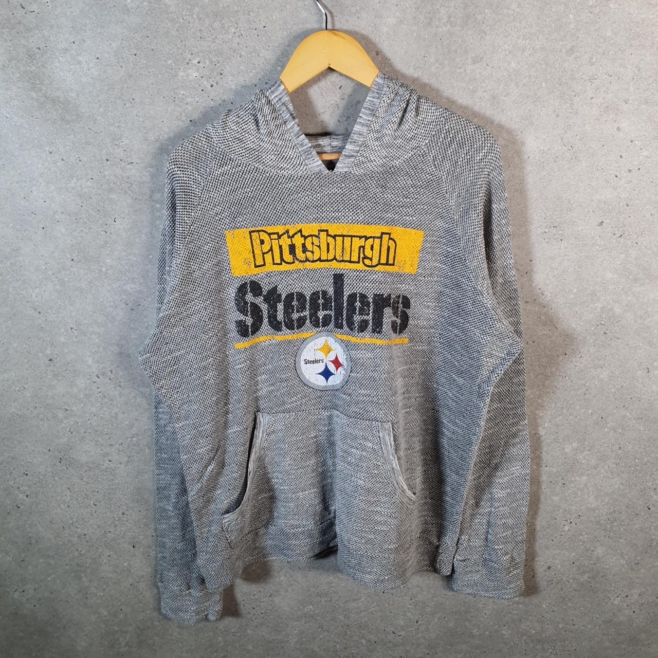Vintage NFL Pittsburgh Steelers Hoodie Womens XL Grey Pullover USA Pro Sport