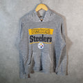 Vintage NFL Pittsburgh Steelers Hoodie Womens XL Grey Pullover USA Pro Sport
