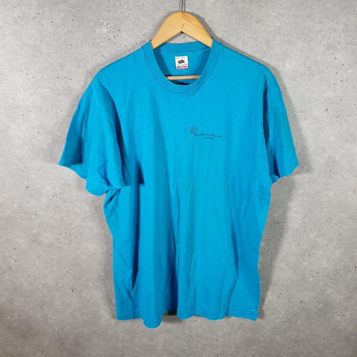 Vintage Best Fruit of the Loom Outdoor Landscaping USA Single Stitch T Shirt Men’s XL Blue Big Fish Vintage