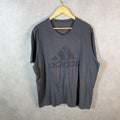 Vintage Adidas Amplifier T Shirt Men’s 2XL Grey Three Stripes Logo Athletic