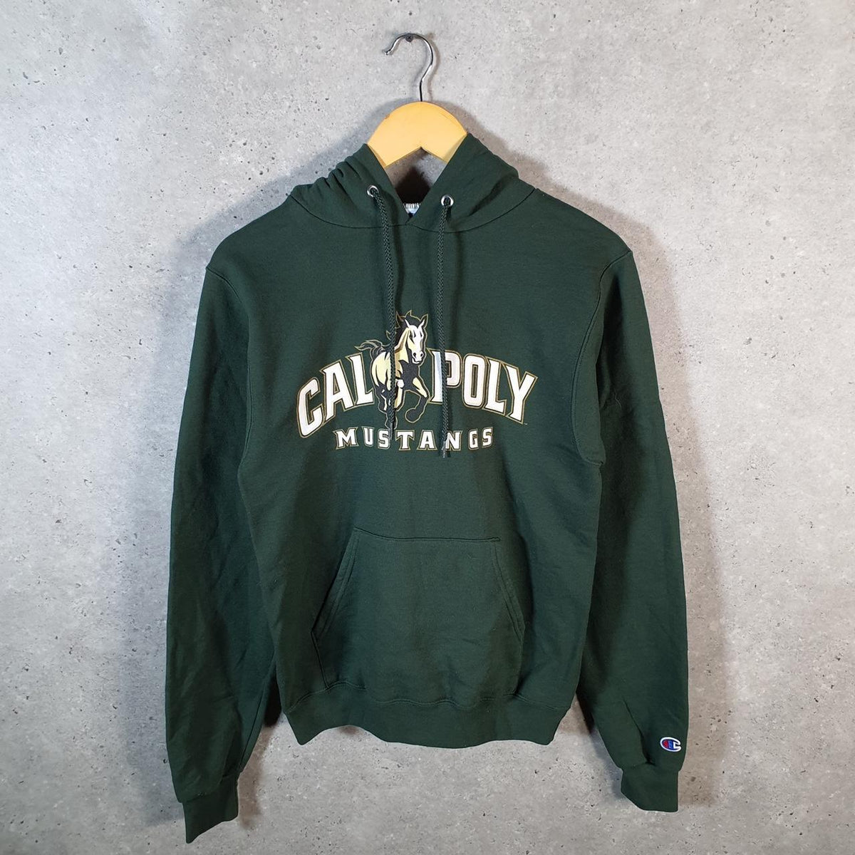 Vintage Champion Hoodie Men’s XS Green Pro Sport Pullover Cal Poly Mustangs