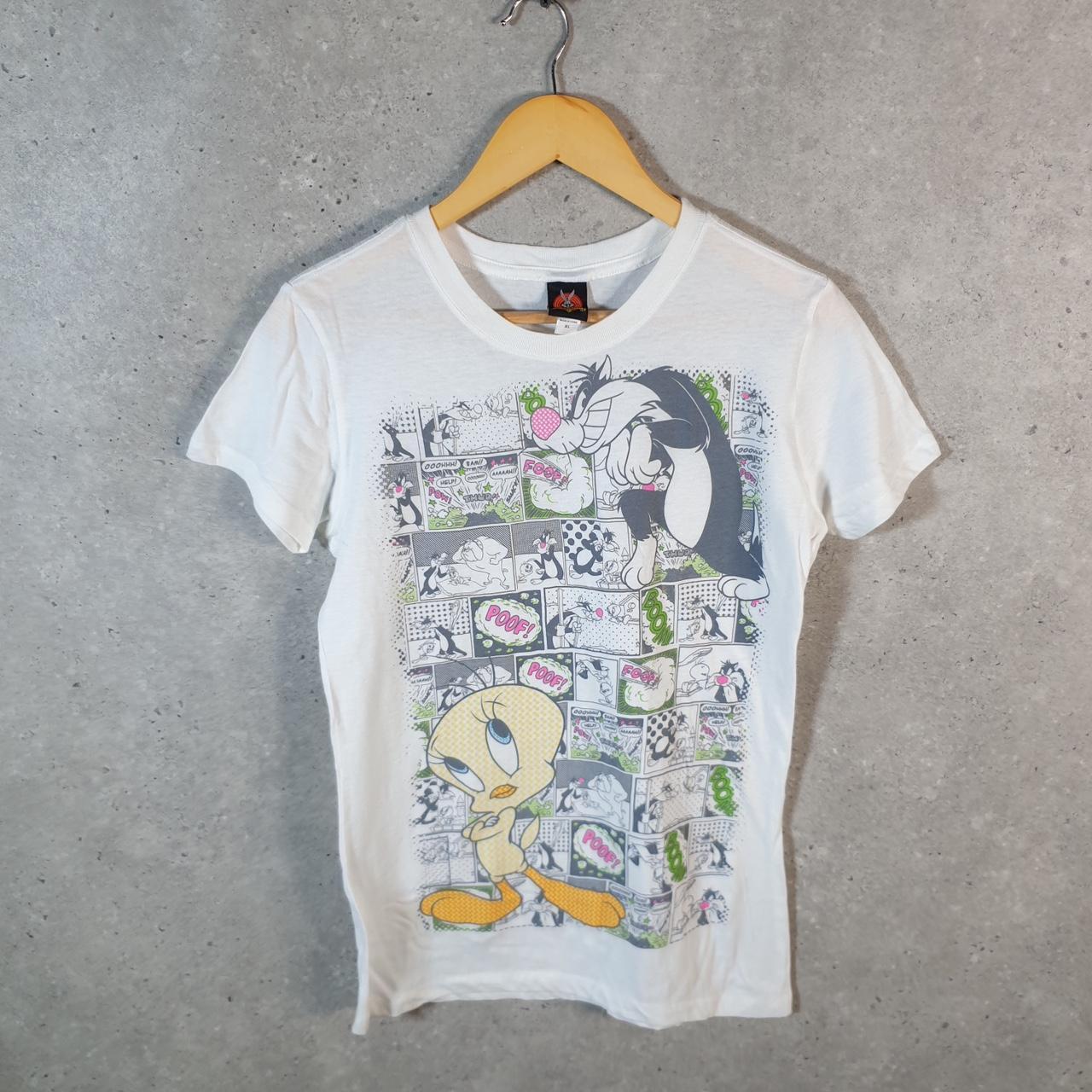 Vintage Looney Tunes Tweety & Sylvester 90s T Shirt Womens XL White Graphic