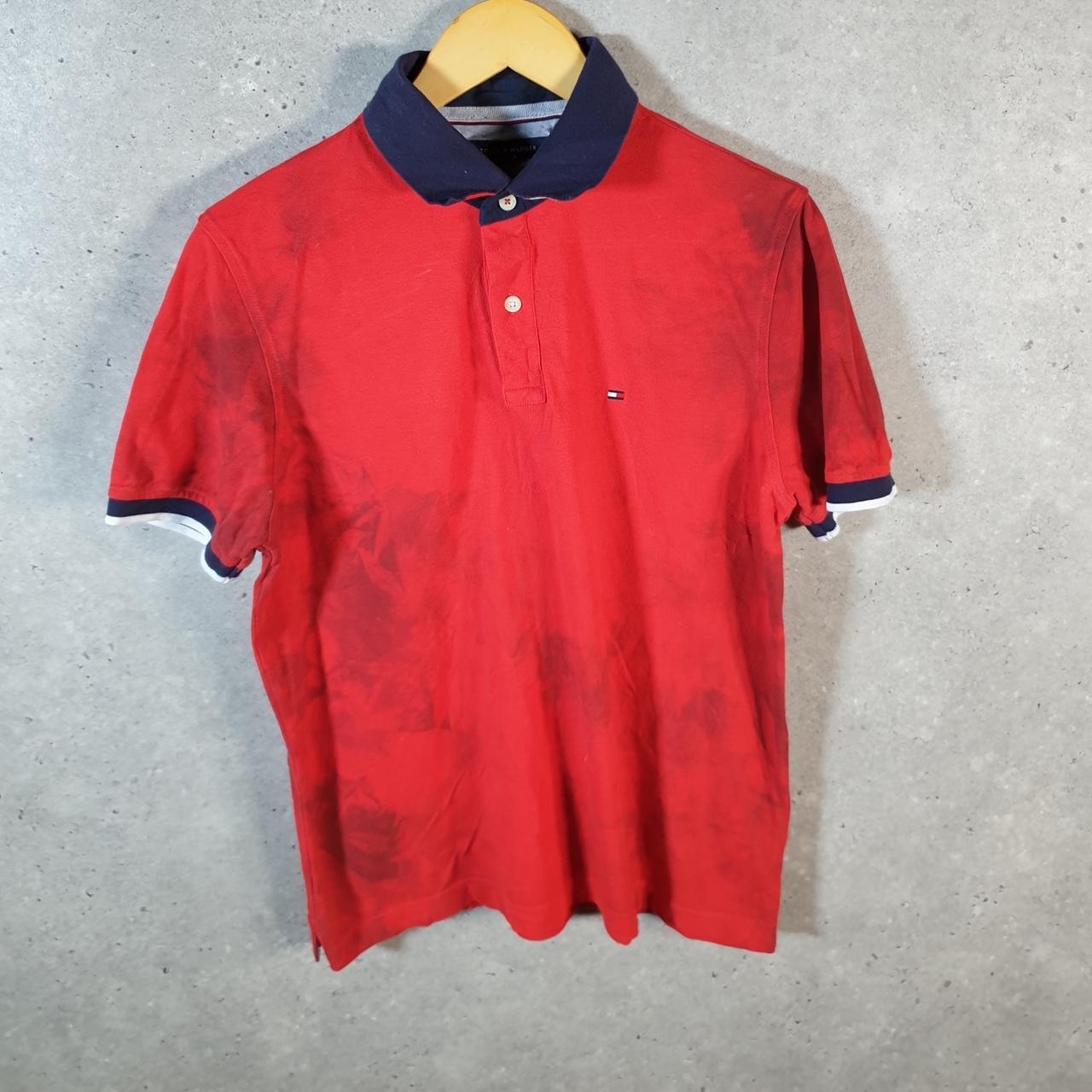 Vintage Tommy Hilfiger Polo Shirt Men’s Medium Red Custom Fit Embroidered Logo