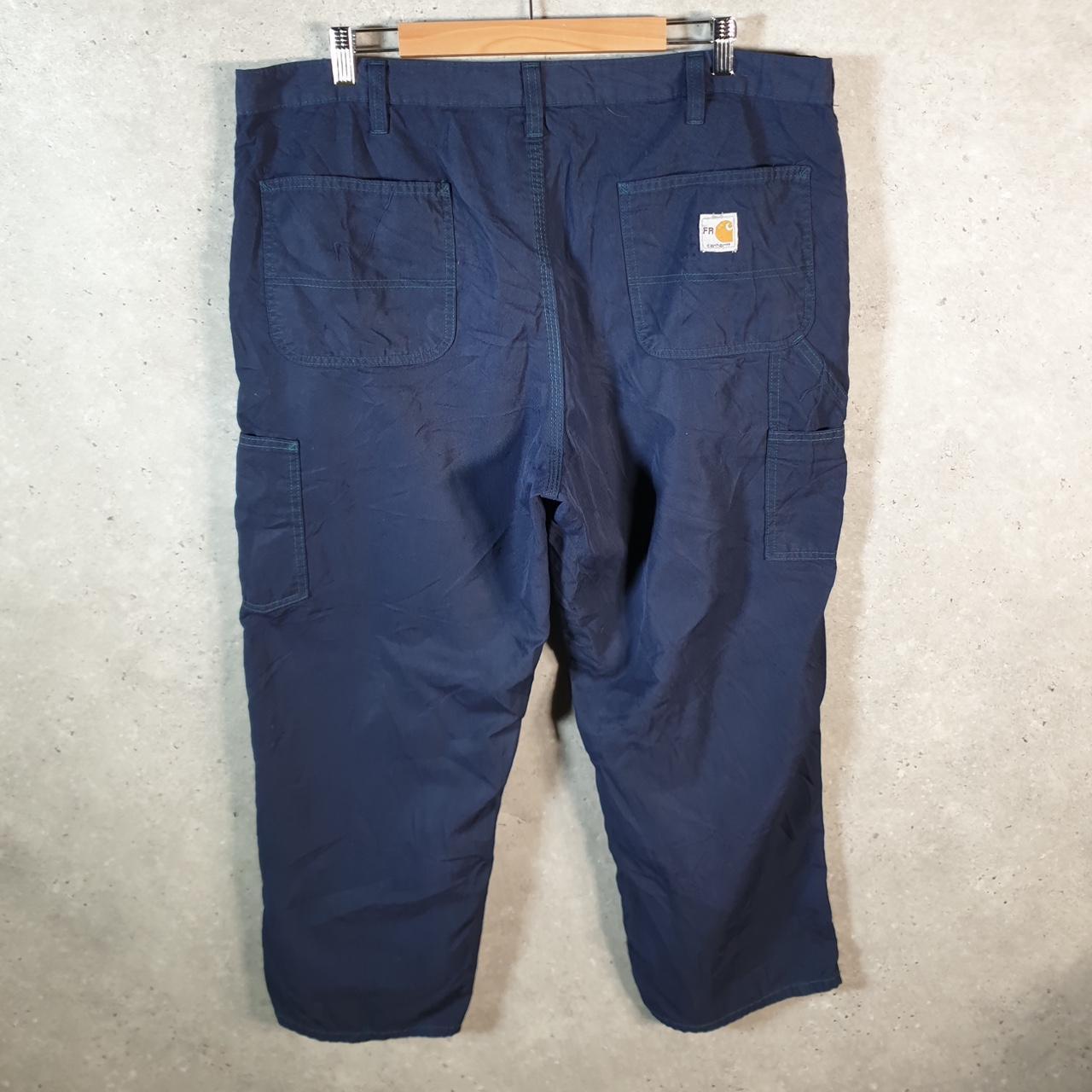Vintage Carhartt FR Carpenter Trousers Mens W40 L28 Navy Blue Relaxed Fit Workwear USA