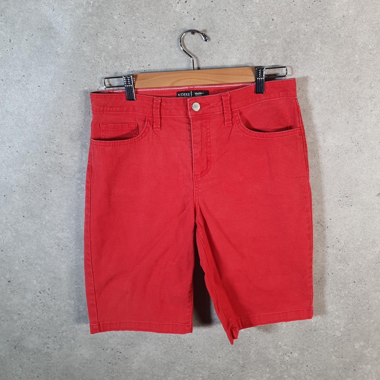 Vintage Lee Baggy Shorts Jorts Cargo Womens W30 Red Relaxed Denim