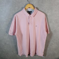 Vintage Tommy Hilfiger Polo Shirt Men’s XL Pink Regular Fit Embroidered Logo