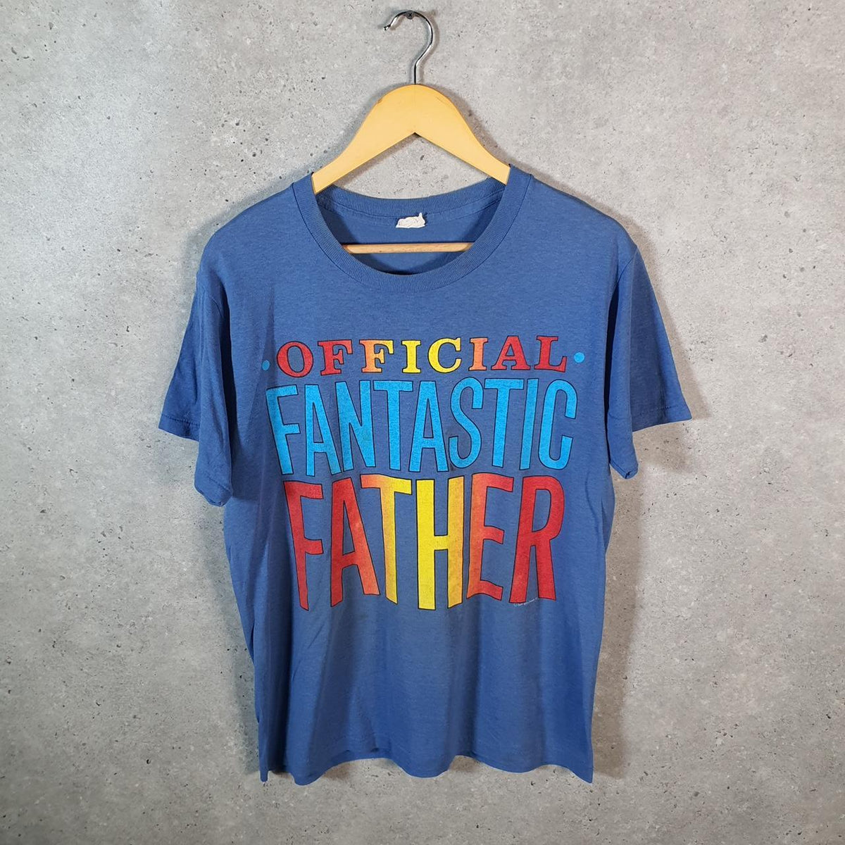 Vintage Fantastic Father 90s USA Single Stitch T Shirt Men’s Small Blue C9489