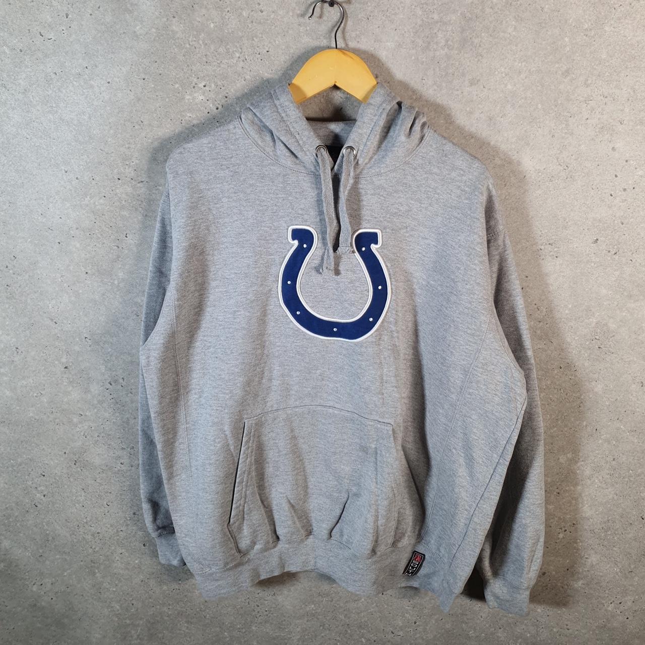 Vintage NFL Indianapolis Colts Hoodie Mens Large Grey Pullover USA Pro Sport