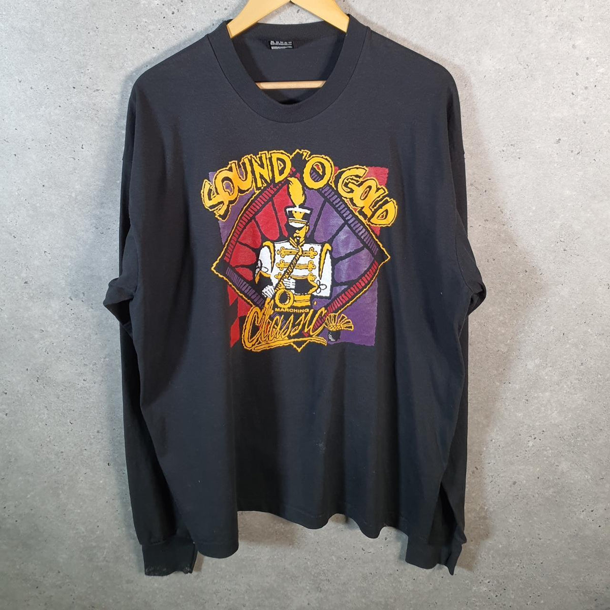 Vintage Fruit of the Loom Best Sound Of Gold 90s USA Single Stitch T Shirt Mens 2XL Black Big Fish Vintage