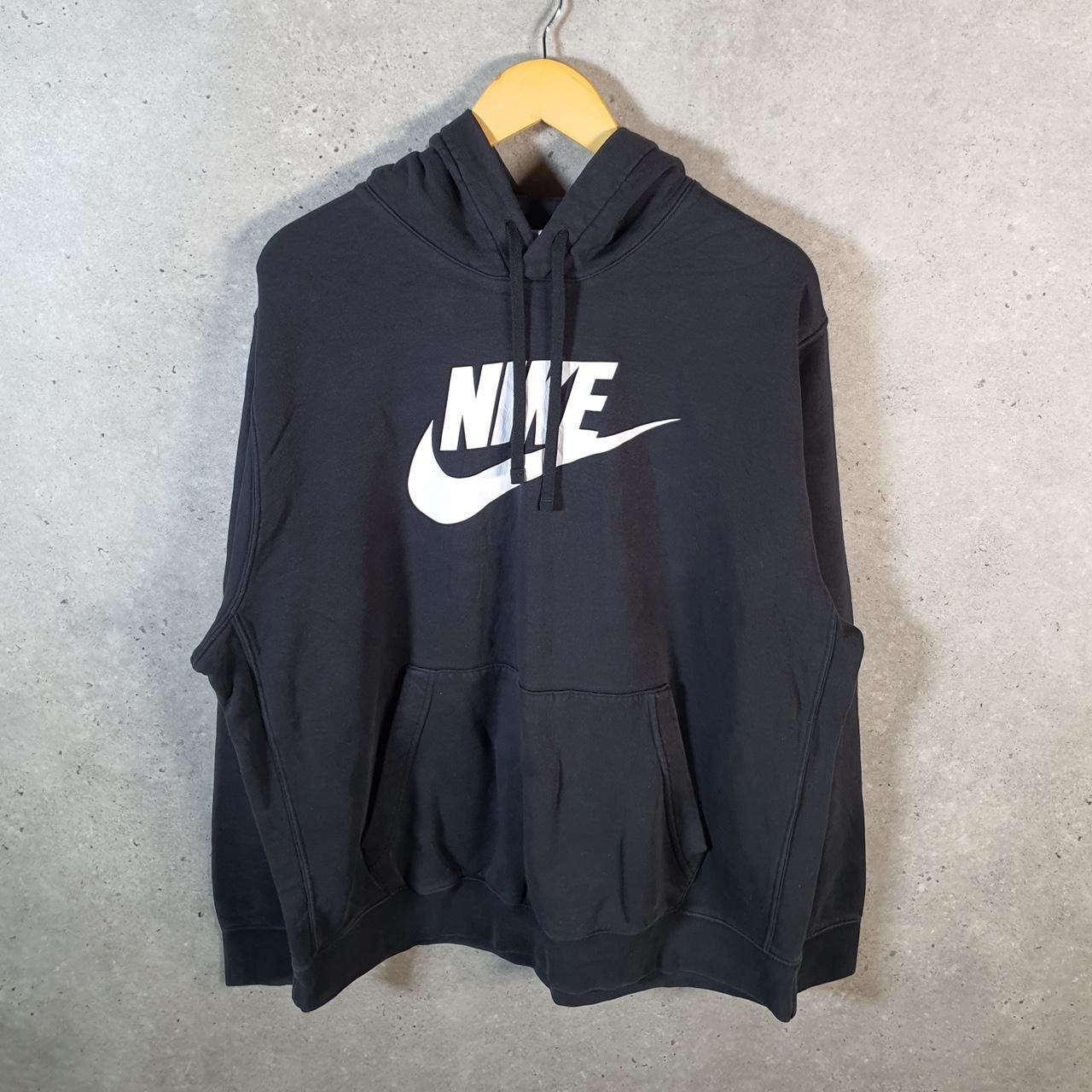 Vintage Nike Club Hoodie Men’s XL Black Swoosh Y2K Pullover Sweatshirt Logo
