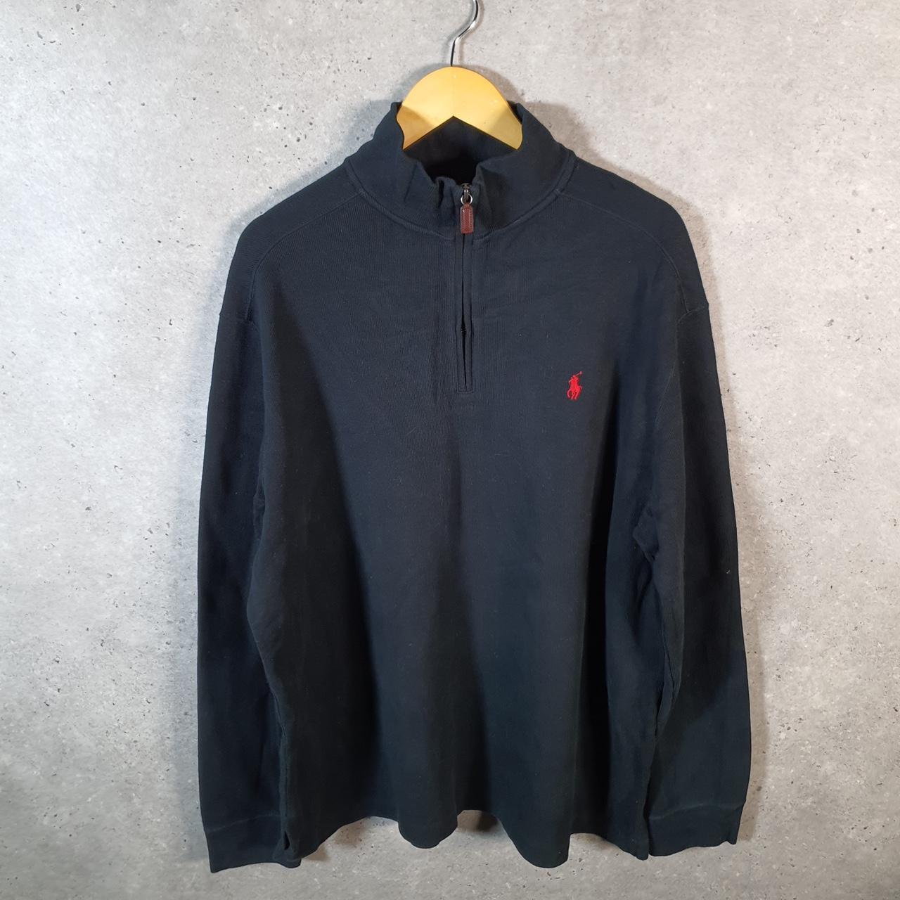 Vintage Ralph Lauren Polo 1/4 Zip Sweatshirt Men’s XL Black Cotton Pullover Pony