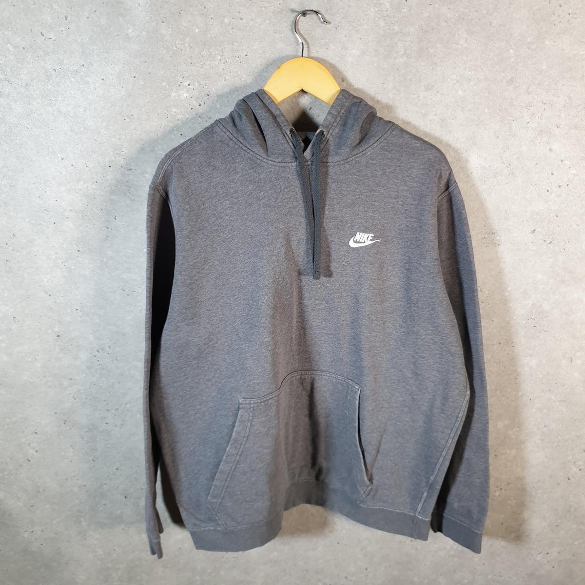 Vintage Nike Club Embroidered Hoodie Men’s XL Grey Swoosh Y2K Pullover