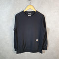 Vintage Carhartt Sweatshirt Womens Medium Black Pullover Blank USA Relaxed Fit