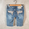 Vintage Miss Me Baggy Y2K Hip Hop Jeans Shorts Jorts Womens W24 Blue Denim Low Rise