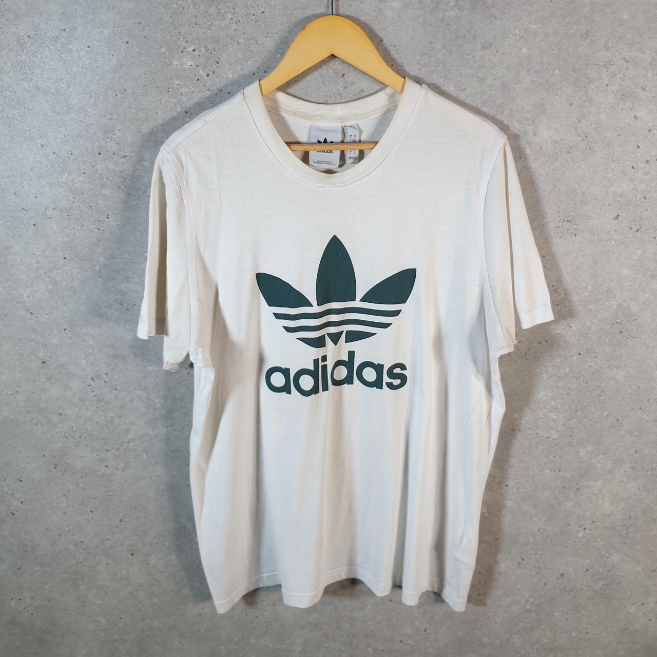 Vintage Adidas Spellout Trefoil Retro T Shirt Mens Large White Logo Athletic