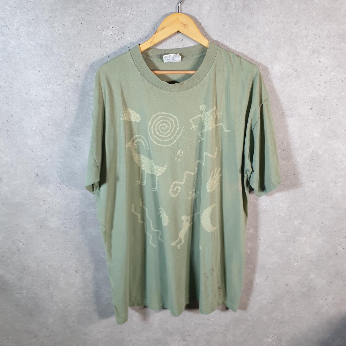 Vintage Soft Goods Native American Graphic 90s USA Single Stitch T Shirt Men’s XL Green