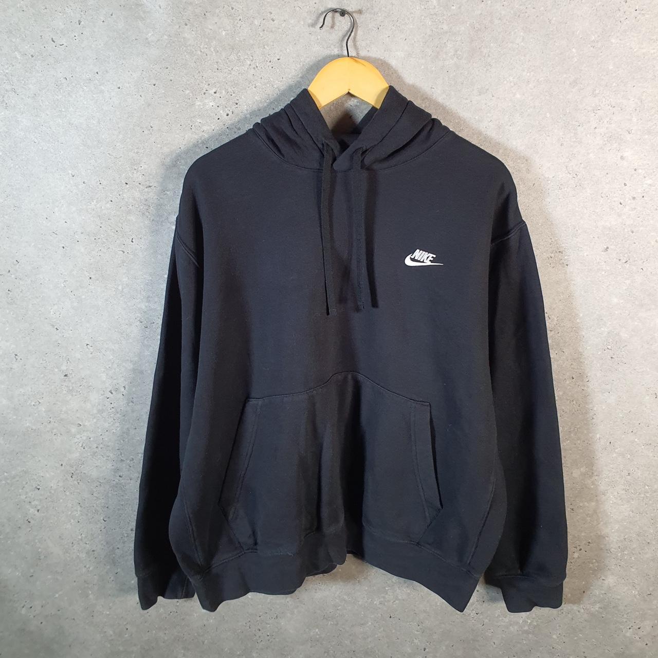 Vintage Nike Club Embroidered Hoodie Men’s Large Black Swoosh Y2K Pullover