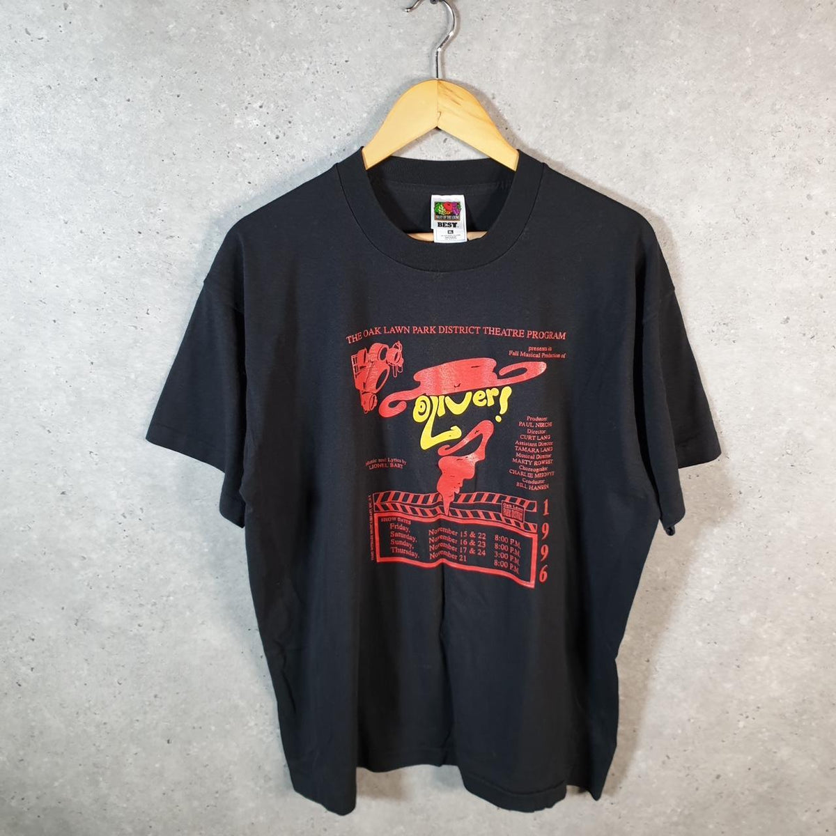 Vintage Best Fruit of the Loom Oliver Twist USA Single Stitch T Shirt Men’s XL Black 1