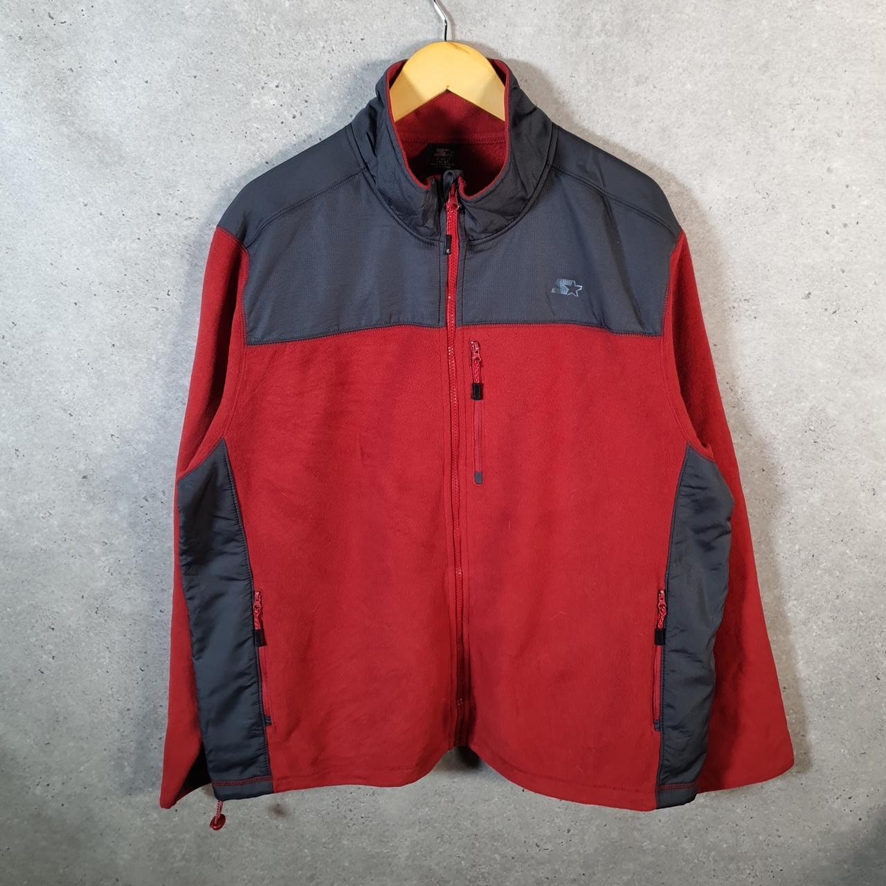 Vintage Starter Fleece Sweatshirt Jacket Mens XL Red Full Zip Embroidered Logo