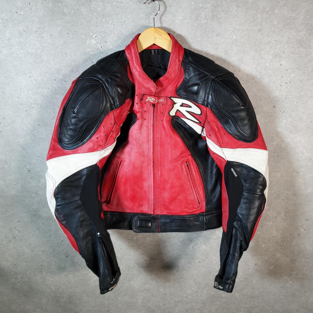 Vintage Frank Thomas R Series Motorcycle Jacket Mens XS Red Armoured Padded Shoulder Elbows