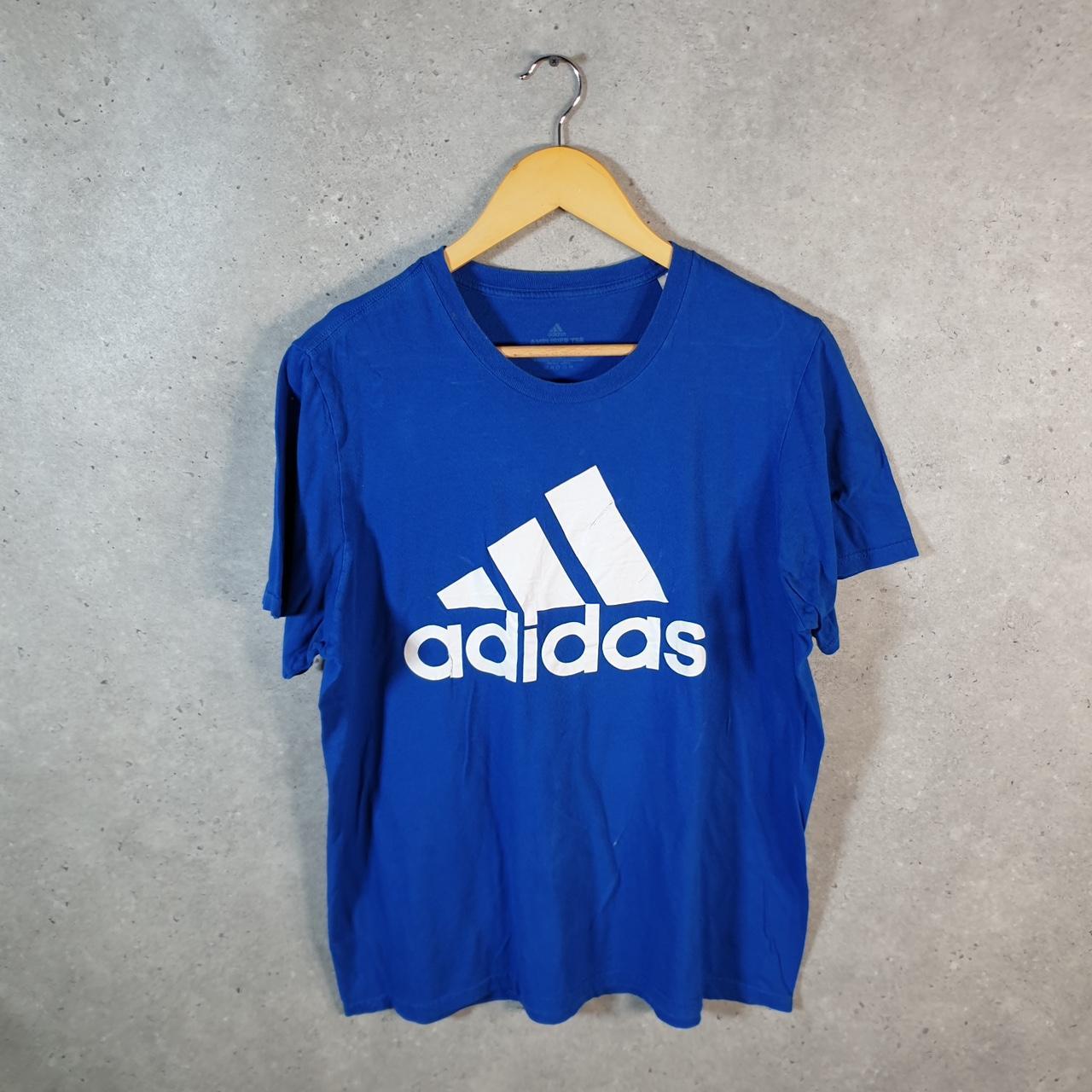 Vintage Adidas Amplifier T Shirt Shirt Men’s Large Blue Three Stripes Logo Athletic C9787