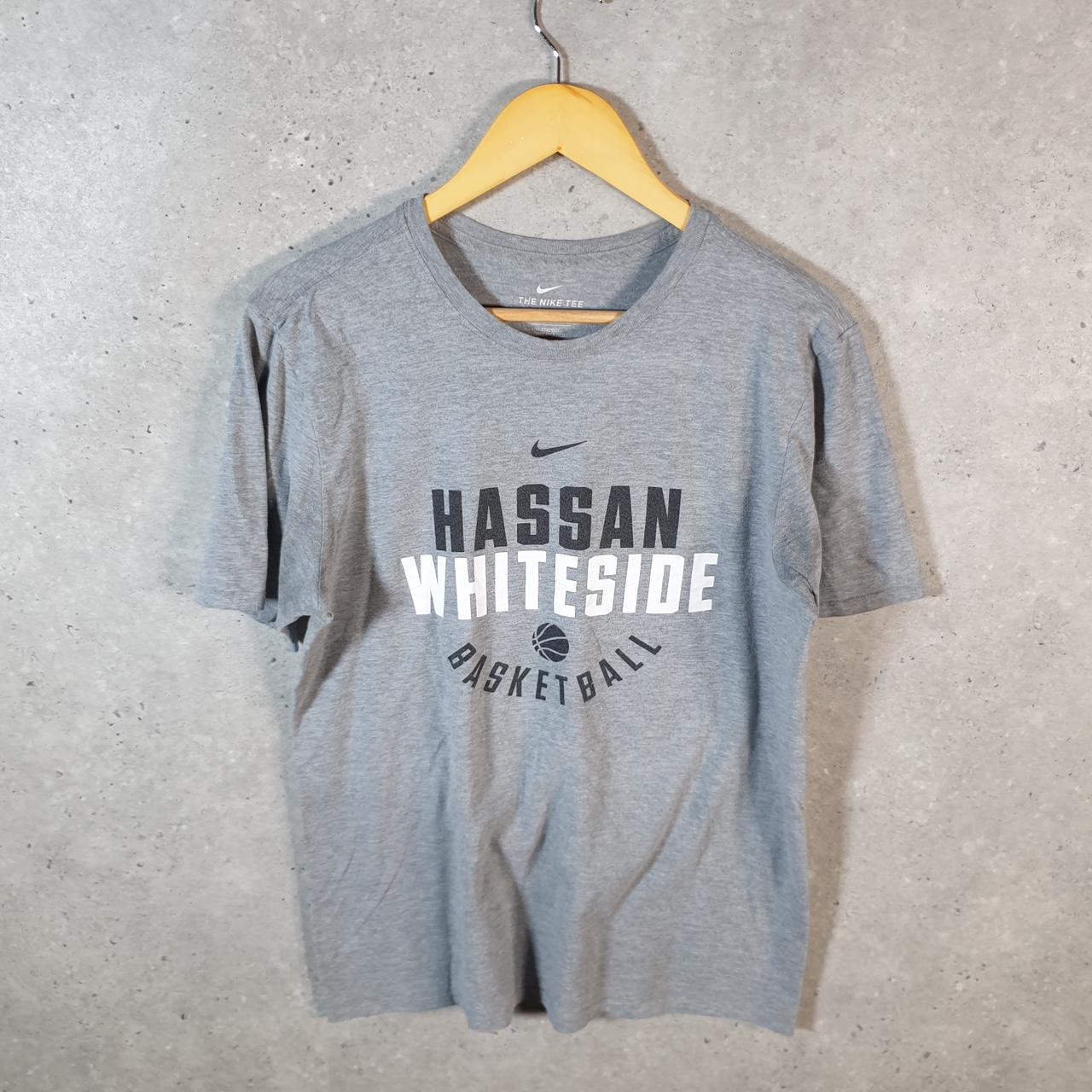 Vintage Nike Hassan Whiteside Just Do It T Shirt Men’s Medium Grey Logo Printed Swoosh Athletic