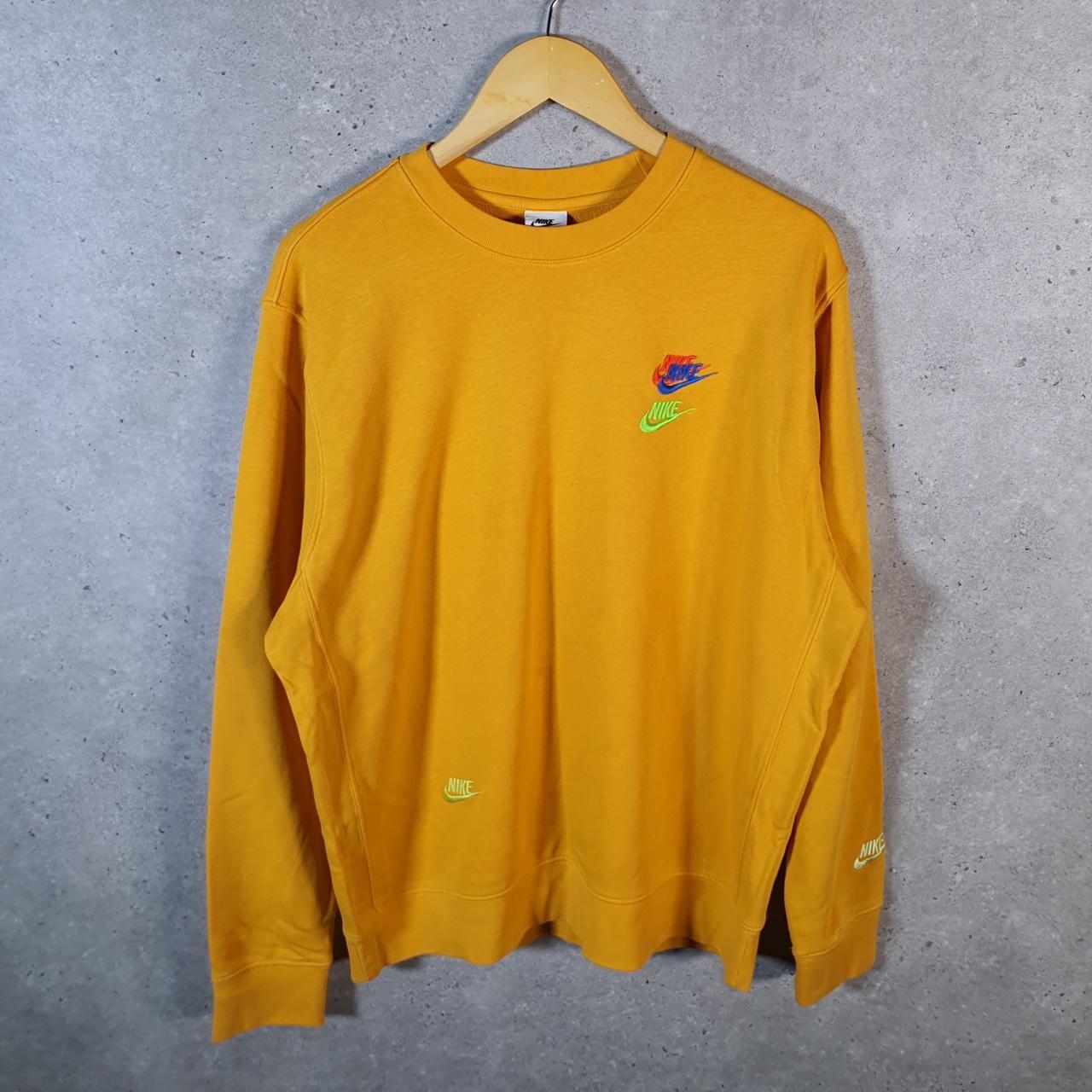 Vintage Nike Club Embroidered Sweatshirt Men’s Large Orange Swoosh Y2K Pullover Logo