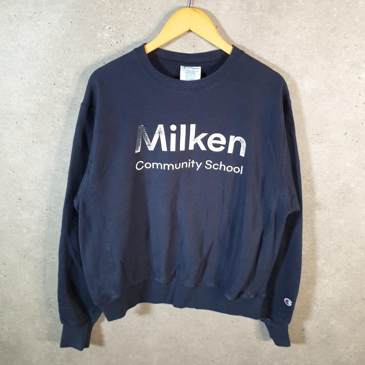 Vintage Champion Reverse Weave Sweatshirt Men’s Medium Navy Blue Pro Sport Pullover