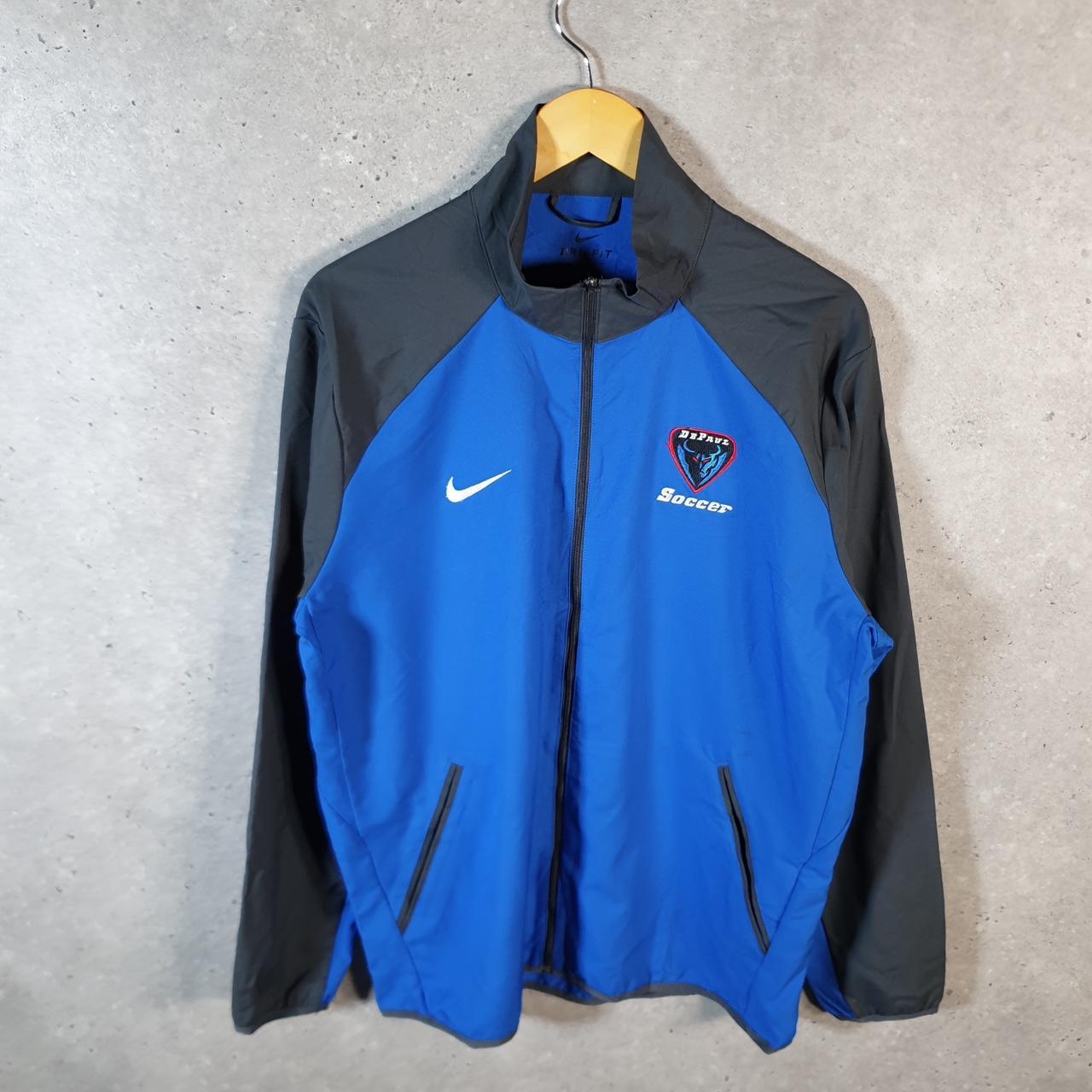 Vintage Nike Dri Fit Windbreaker Track Jacket Mens Large Blue USA Swoosh Full Zip