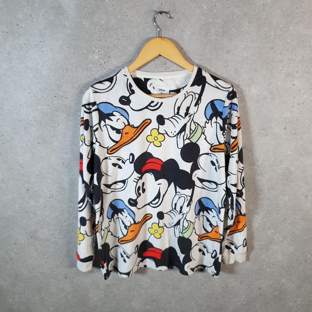 Disney Mickey Mouse Fleece Pullover Sweatshirt Womens Small White Logo