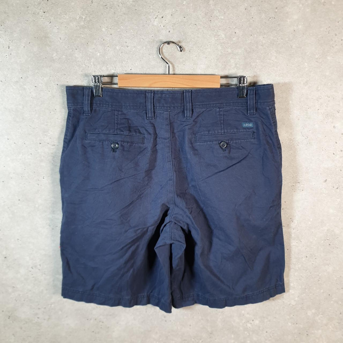 Vintage Izod Golf Chino Shorts Jorts Cargo Men’s W36 Navy Blue Baggy Cotton