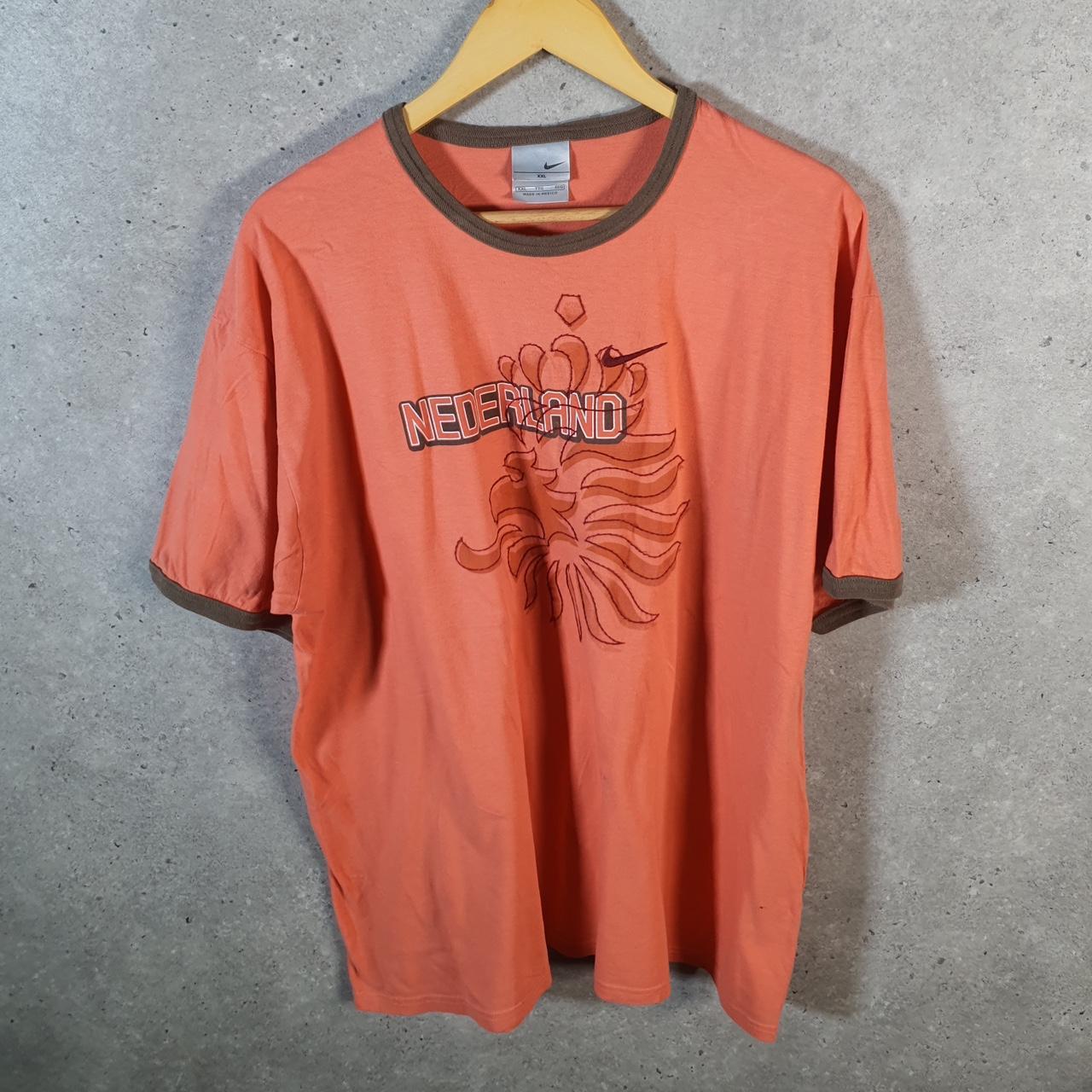 Vintage Nike 90s Silver Tag Netherlands T Shirt Mens 2XL Orange Logo Swoosh Athletic