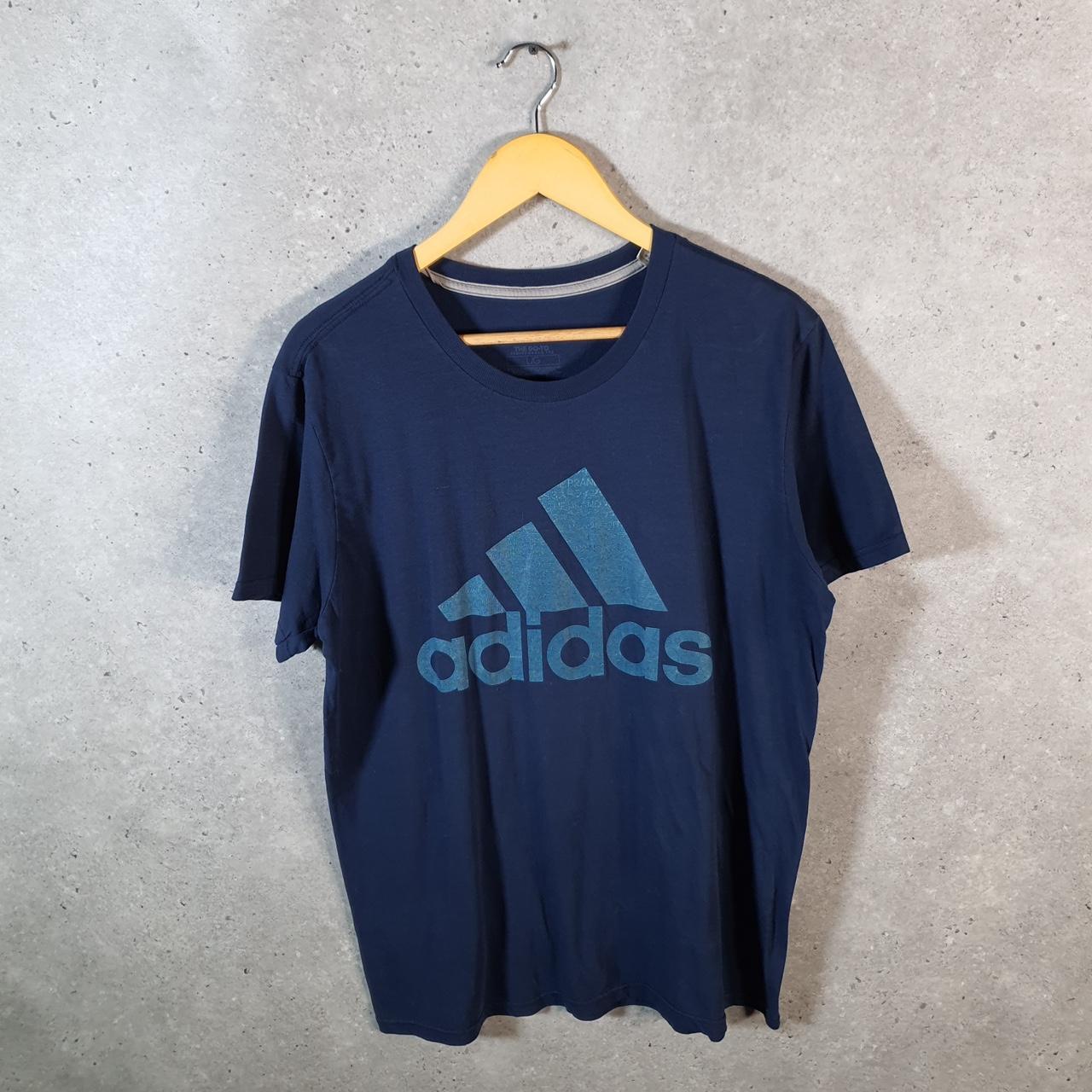 Vintage Adidas Go Tee Performance T Shirt Shirt Men’s Large Navy Blue Three Stripes Logo Athletic