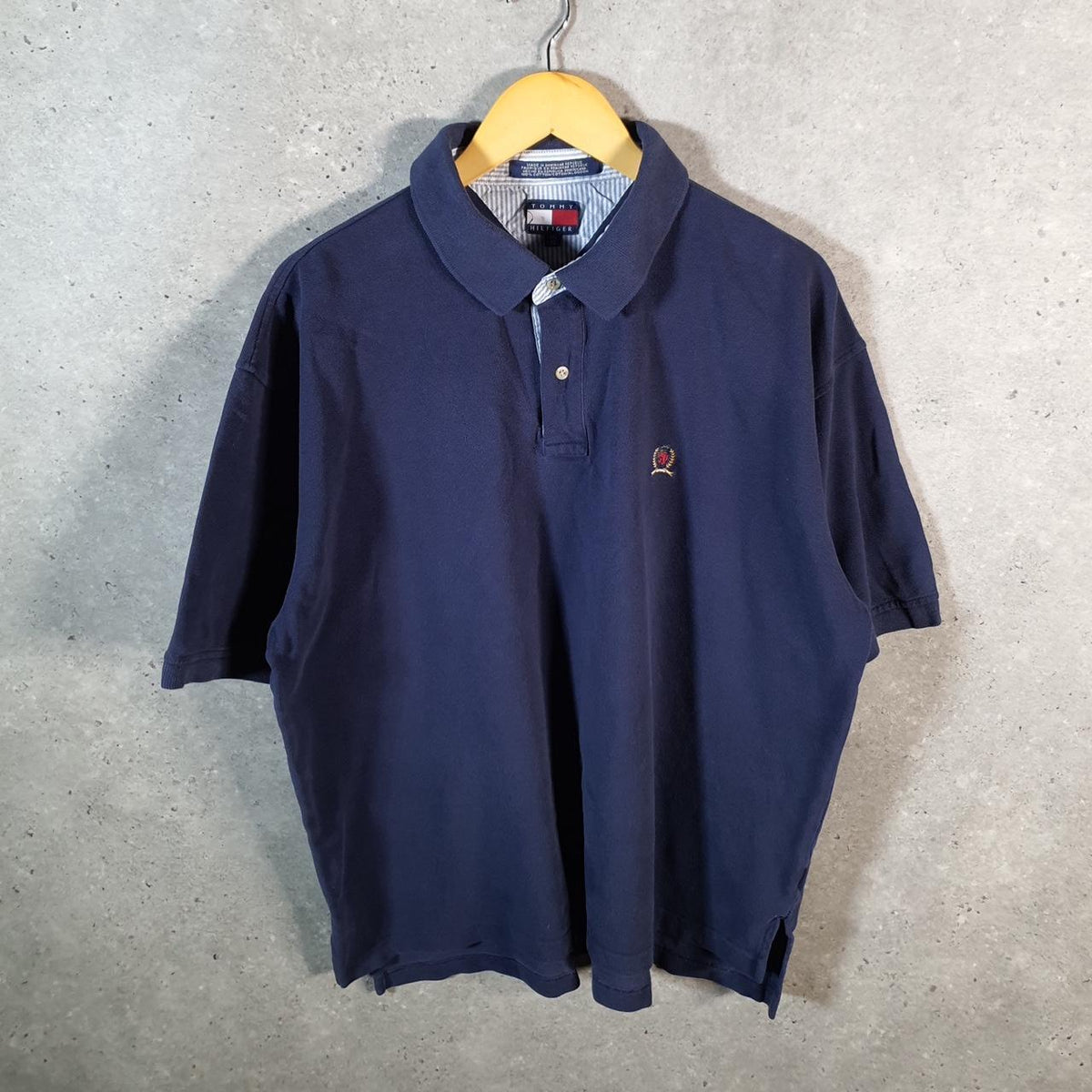 Vintage Tommy Hilfiger Polo Shirt Men’s 2XL Navy Blue Classic Fit Embroidered Logo