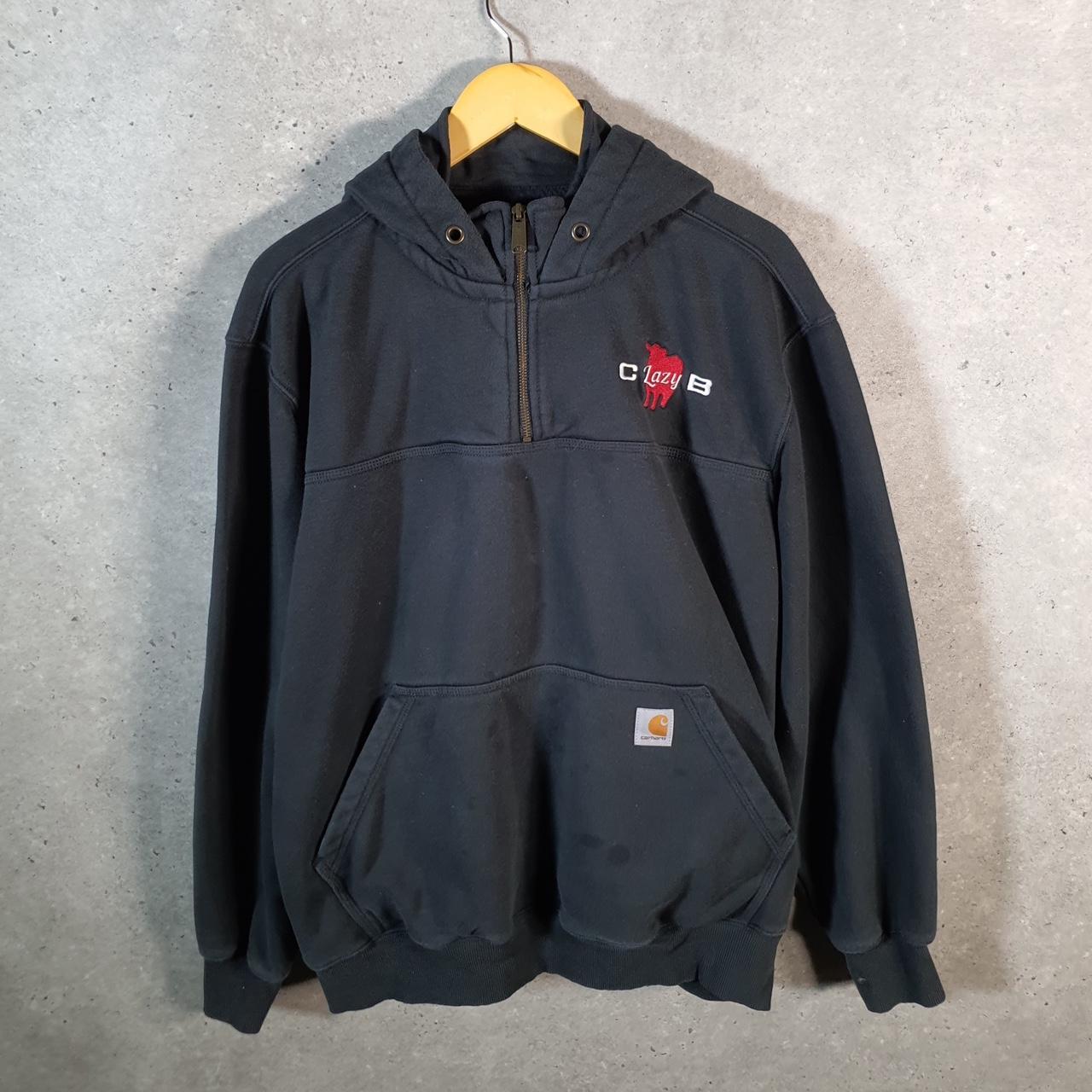 Vintage Carhartt Rain Defender Hoodie Men’s Large Black 1/4 Zip Pullover Blank USA Loose Fit