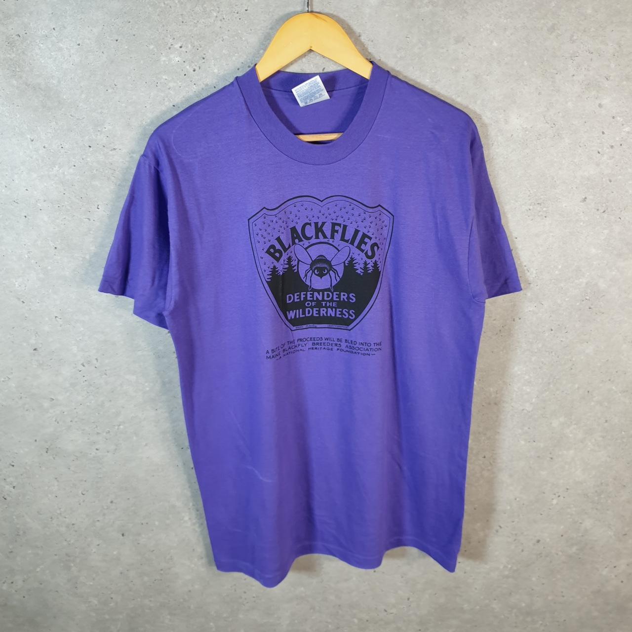Vintage Hanes Blackflies Maine 90s USA Single Stitch T Shirt Men’s Medium Purple