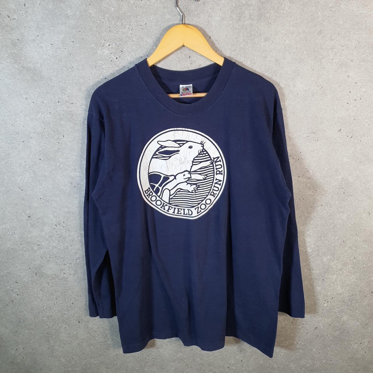 Vintage Fruit Of The Loom Brookfield Zoo Run 1993 USA Single Stitch T Shirt Men’s Large Blue