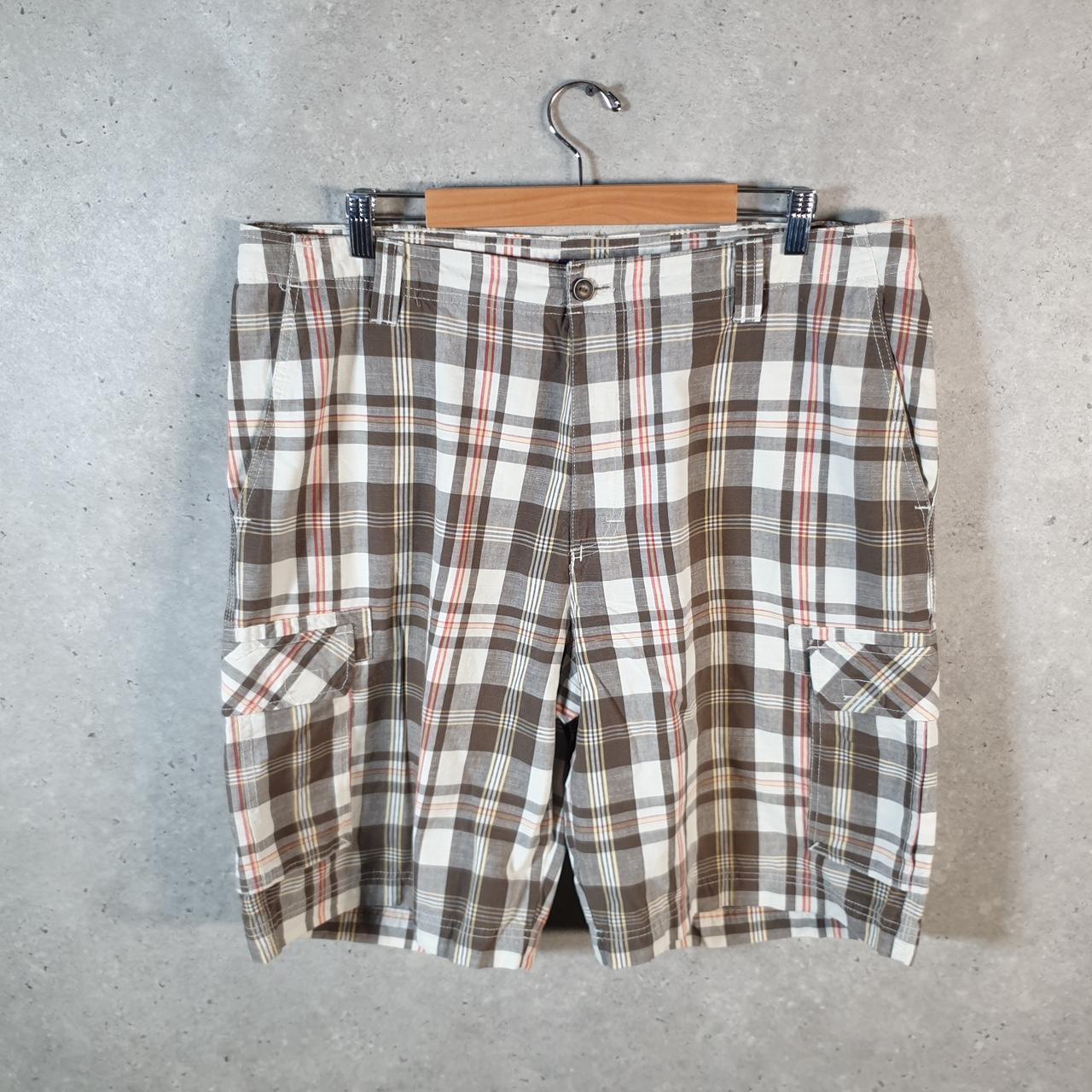 Vintage Izod Shorts Jorts Cargo Men’s W38 Checkered Chino Pockets Baggy Cotton