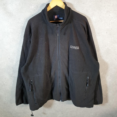 Chaps Ralph Lauren Full Zip Fleece Sweatshirt Mens 2XL Black Embroidered Logo