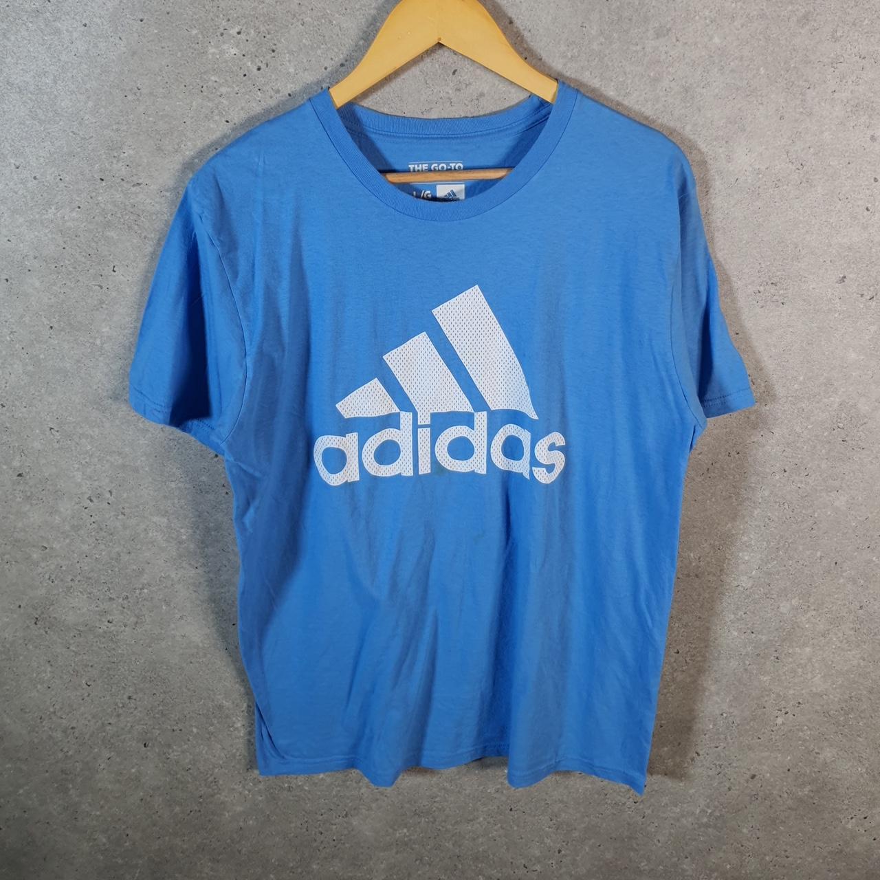 Vintage Adidas Go To Tee T Shirt Men’s Large Blue Three Stripes Logo Athletic
