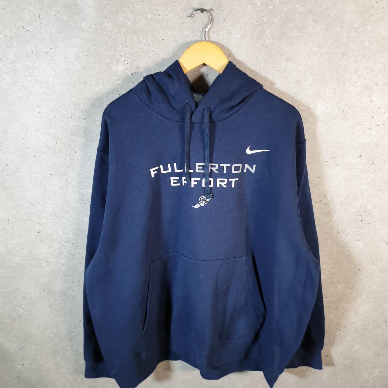Vintage Nike Fullerton Effort Hoodie Men’s 2XL Navy Blue Swoosh Y2K Pullover