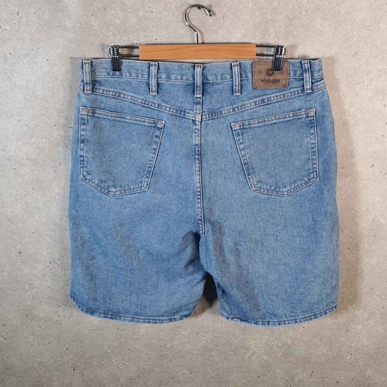 Vintage Wrangler Denim Shorts Jorts Cargo Men’s W38 Relaxed Blue Baggy Cotton