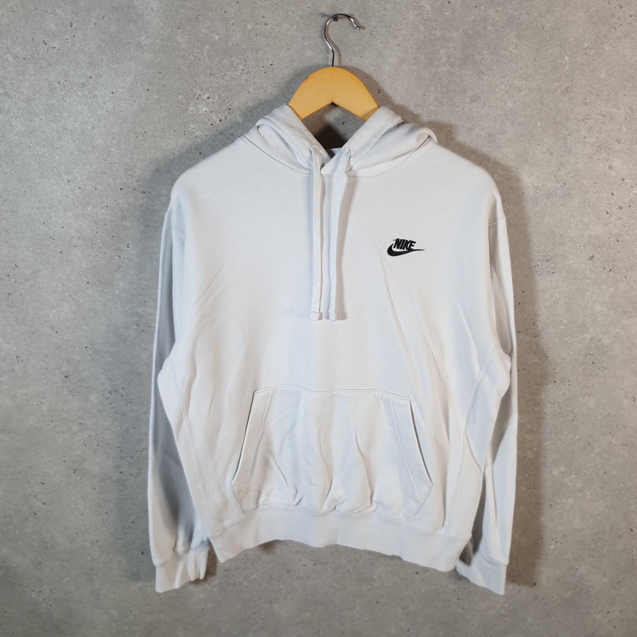 Vintage Nike Club Embroidered Hoodie Men’s Small White Swoosh Y2K Pullover