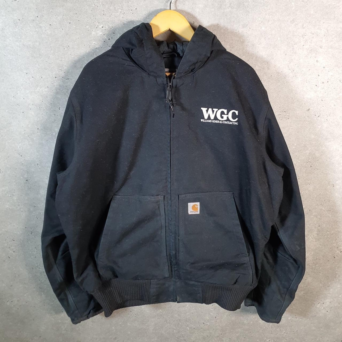 Vintage Carhartt Active Hooded Jacket Men’s Large Black Workwear Canvas USA G2119